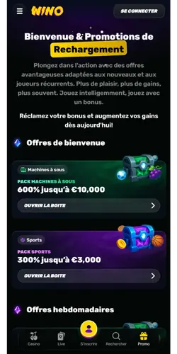 Wino Casino bonus et promotions