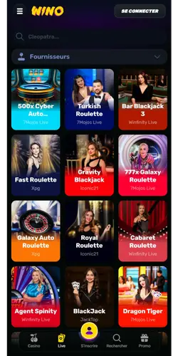 Wino Casino en direct et roulette